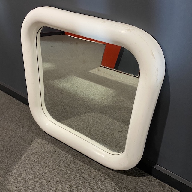 MIRROR, 1970s White Moulded Plastic